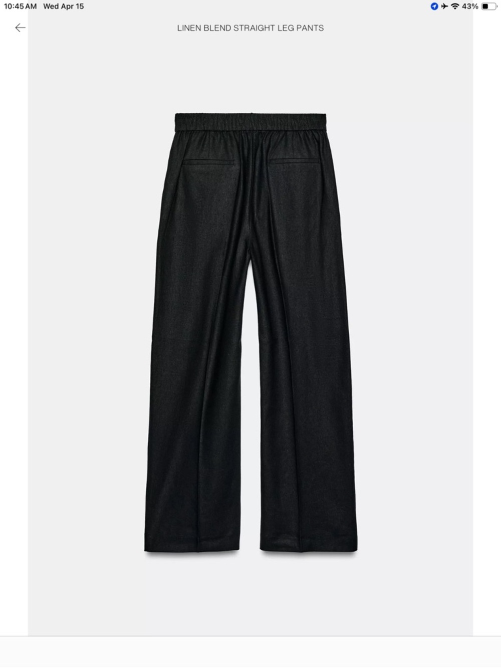 Zara Black Linen-Blend Straight Leg Women's Trousers